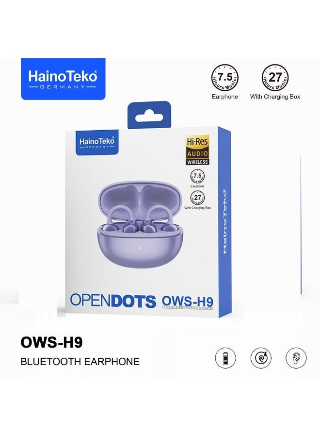 Haino Teko OWS-H9 OpenDots Hi-Res Bluetooth Earphones with Crystal-clear sound Multi Functional Touch Control and High Quality Microphone Blue - Image 4